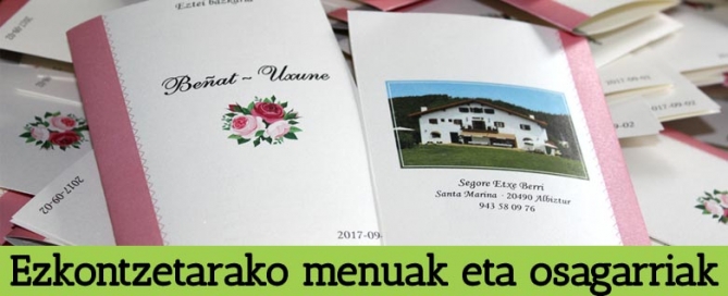 Ezkontzarako menuak eta txartelak